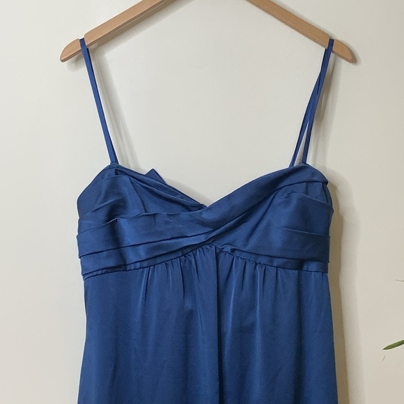 BCBGMaxAzria | Midnight Blue Satin Corset Bow Strapless Prom Wedding Dress 10 - Picture 3 of 17